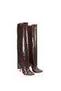 Brown XY LONDON Brown 'Shauna' Foldover Knee High Boots With Stiletto Heel, Image 4 of 6