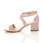 Natural AJVANI Natural Mid Block Heel Crossed Straps Sandals, Image 3 of 6