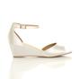 Ivory AJVANI Ivory Mid Wedge Heel Ankle Strap Sandals, Image 2 of 6