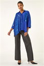 Royal Blue Sequin Buttoned Blouse , Image 2 of 5