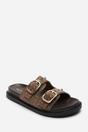 Camel Ceylon Diamante Stud Double Buckle Slide On Sandal, Image 3 of 6