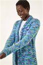 Blue Multi Fluffy Eyelash Knit Cardigan, Image 1 of 5