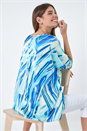 Blue Abstract Stripe Button Back Top, Image 1 of 5