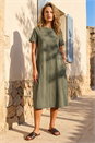 Khaki Relaxed T-Shirt Stretch Dress, Image 2 of 4