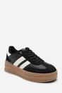 Black 'Brisa' Platform Lace Up Trainers with Side Stripes, Image 3 of 8