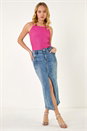 Denim Dusk Panelled Denim Skirt, Image 3 of 6