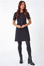 Black Petite Belted Shift Stretch Dress, Image 2 of 5