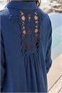 Navy  Back Lace Button Shirt Dress, Image 4 of 4