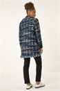 Navy Check Fringe Knit Cardigan, Image 3 of 5