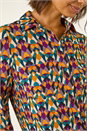 Orange Geo Print Stretch Top, Image 6 of 7