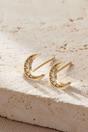 Gold Sterling Silver CZ Crescent Moon Studs, Image 3 of 3