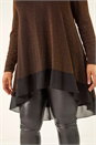 Bronze Curve Glitter Chiffon Hem Tunic Top, Image 5 of 5