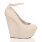Pink High Wedge Heel Ankle Strap Platform Court Shoes, Image 2 of 5