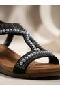 Black iKrush Black Violet Beaded Lattice Wedge Sandals, Image 7 of 8