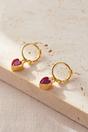 Fuchsia Gold CZ Heart Huggie Hoops, Image 1 of 2