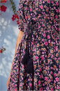 Navy  Petite Ditsy Floral Print Frill Dress, Image 4 of 4