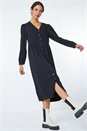 Black Button Through Midi Dress, Image 1 of 5