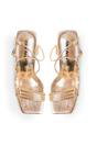 Gold Taryn Gold Knotted Upper Block Heel Sandals, Image 2 of 4