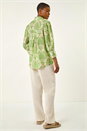 Green Floral Print Collared Shirt, Image 3 of 5