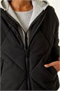 Black Detachable Hooded Bomber Coat, Image 5 of 5