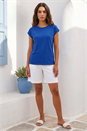 Royal Blue Plain Stretch Cotton Jersey T-Shirt, Image 2 of 4
