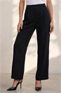 Black Pleated Wide Leg Buttoned Trouser, Image 2 of 4