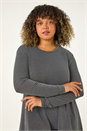 Silver Curve Glitter Chiffon Hem Tunic Top, Image 4 of 5