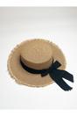 Brown Straw Hat With Black Ribbon Bow, Image 2 of 3