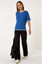 Blue Dainty Pointelle Top, Image 2 of 5