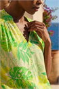 Lime Leaf Print Shirred V-Neck Top, Image 4 of 4
