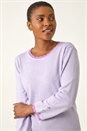 Lilac Scallop Neck Button Knit Jumper, Image 1 of 5