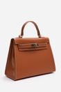 Tan Lluvia Top Handle Satchel Mini Tote Bag With Turn-Lock Closure, Image 4 of 8