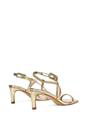Gold 'Gabriella' Square Toe Mid Stiletto Heel Sandals With Adjustable Strap, Image 3 of 5