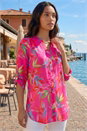Cerise Floral Print Longline Blouse, Image 1 of 4