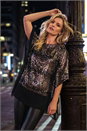 Taupe Ombre Sequin Mesh Chiffon Top, Image 1 of 6