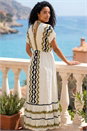 Ivory  Zig Zag Border Boho Maxi Dress, Image 2 of 4