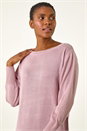 Light Pink Shimmer Slash Neck Jumper Dress, Image 5 of 6