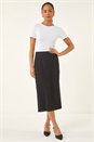 Black Petite Textured Midi Skirt, Image 2 of 5