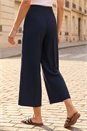 Navy  Petite Cropped Wide Leg Stretch Trouser, Image 3 of 4
