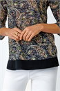 Navy  Paisley Print Chiffon Hem Top, Image 5 of 5