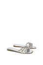 Silver XY LONDON Silver Flat Diamante Strappy Slider Sandals With Square Toe, Image 3 of 6