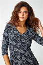 Black Rose Print Cotton Blend Stretch Dress, Image 4 of 5