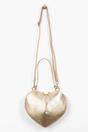 Gold Metallic Italian Leather Heart Crossbody Bag, Image 1 of 5