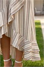 White Stripe Print Frill Detail Maxi Dress, Image 4 of 4