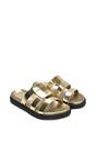 Gold XY LONDON Gold 'Aurelia' Flat Slider Sandals With Comfortable Footbed, Image 5 of 6
