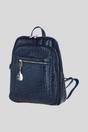 Navy Real Leather Backpack with Multiple Pockets and Gold-Tone Hardware, Image 2 of 4