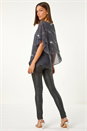 Grey Sequin Asymmetric Overlay Top, Image 3 of 5