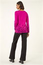 Magenta Embellished Floral Print Knit Jumper , Image 3 of 5
