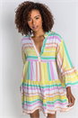 Yellow Aztec Print Tiered Dress, Image 1 of 5