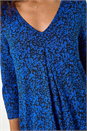 Royal Blue Abstract Print Pleat Front Tunic Top, Image 5 of 5